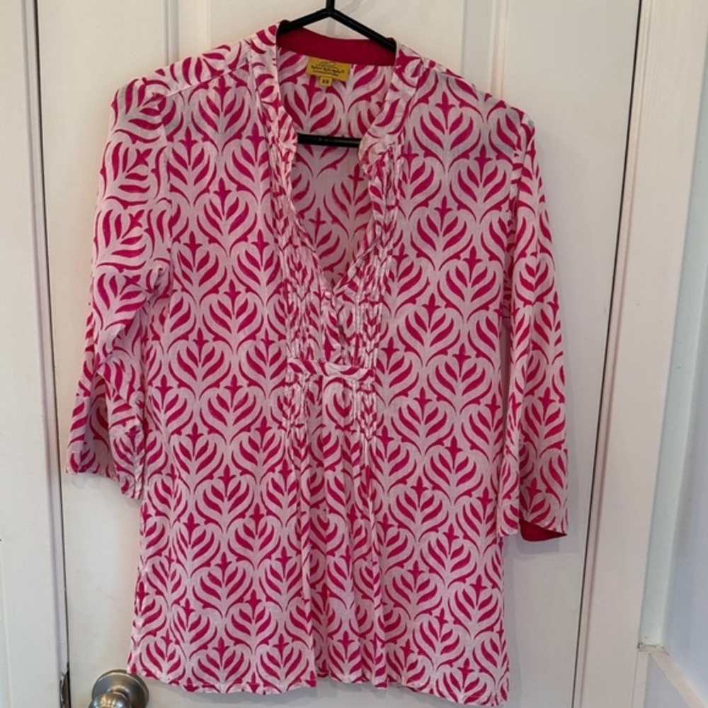 Roberta Roller Rabbit Pink and White Patterned Women's Top